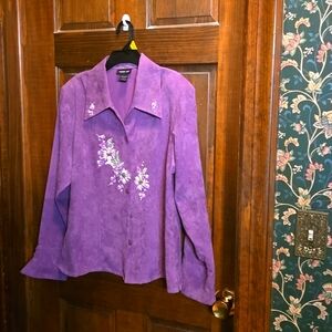 Suede feel Embroidered top